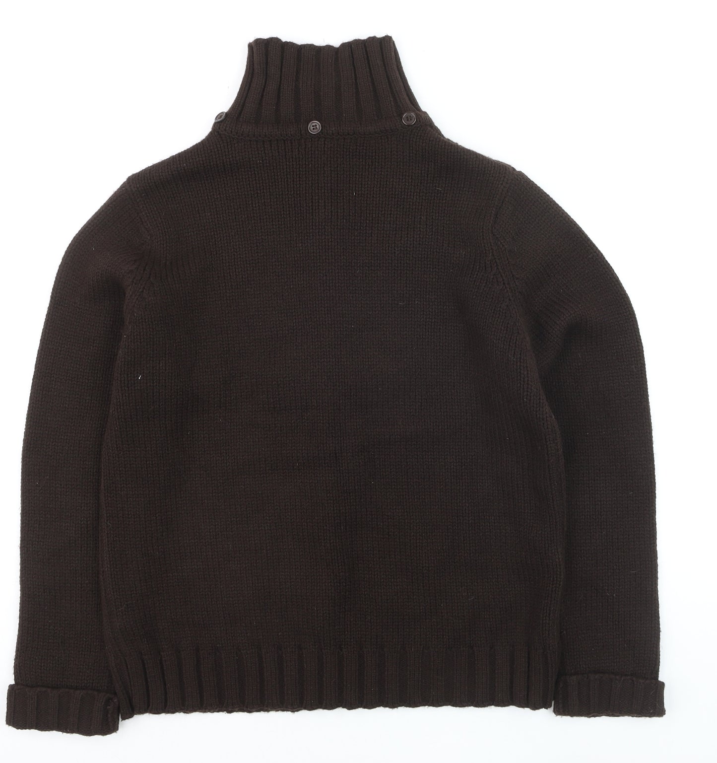 St. Bernard Women Brown Wool Cable Knit Full Zip Jumper M