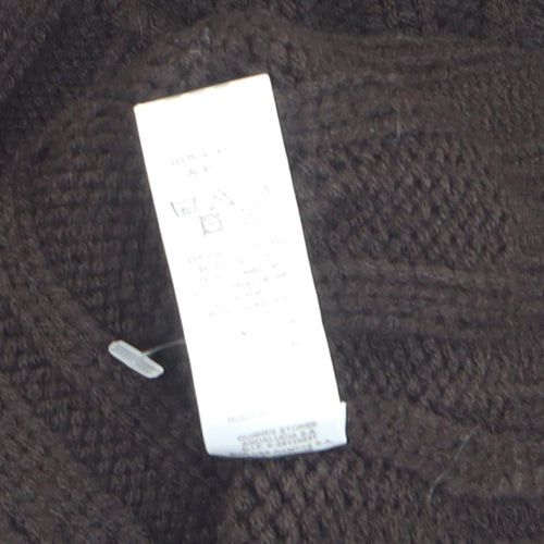 St. Bernard Women Brown Wool Cable Knit Full Zip Jumper M