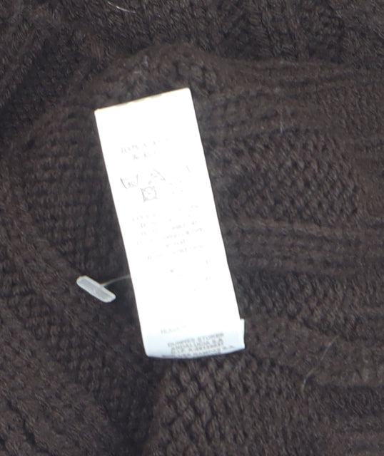 St. Bernard Women Brown Wool Cable Knit Full Zip Jumper M