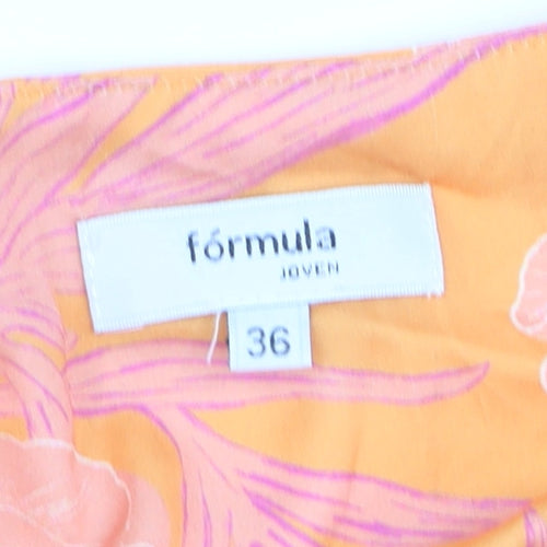 Fórmula Joven Women's Orange Floral Midi Wrap Dress Size 8