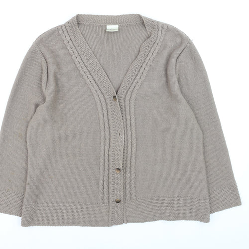 Eastex Women Beige Acrylic Cable-Knit Cardigan Size 16