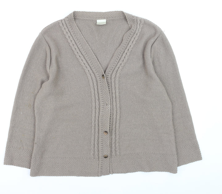 Eastex Women Beige Acrylic Cable-Knit Cardigan Size 16