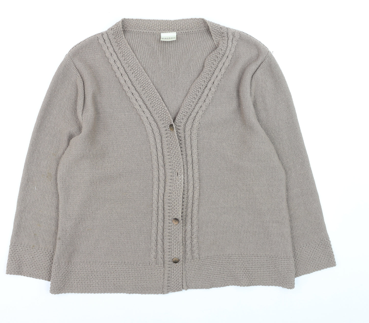 Eastex Women Beige Acrylic Cable-Knit Cardigan Size 16