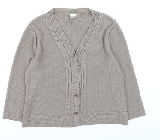 Eastex Women Beige Acrylic Cable-Knit Cardigan Size 16