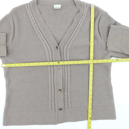 Eastex Women Beige Acrylic Cable-Knit Cardigan Size 16