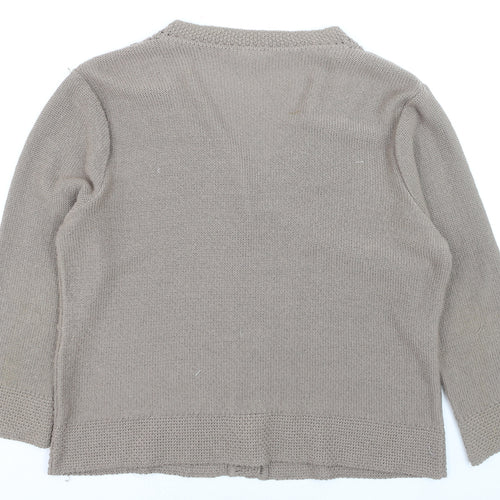 Eastex Women Beige Acrylic Cable-Knit Cardigan Size 16
