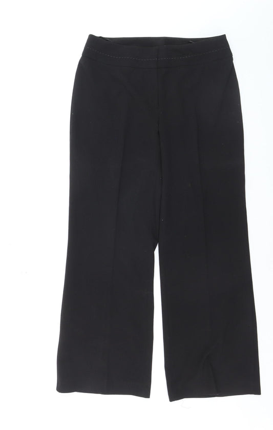 Debenhams Petite Black Stretch Straight Leg Women's Work Trousers Size 12