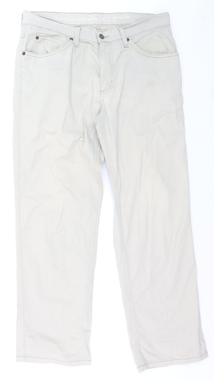 Mustang Men's Beige Tramper Slim Fit Straight Leg Jeans W34 L32