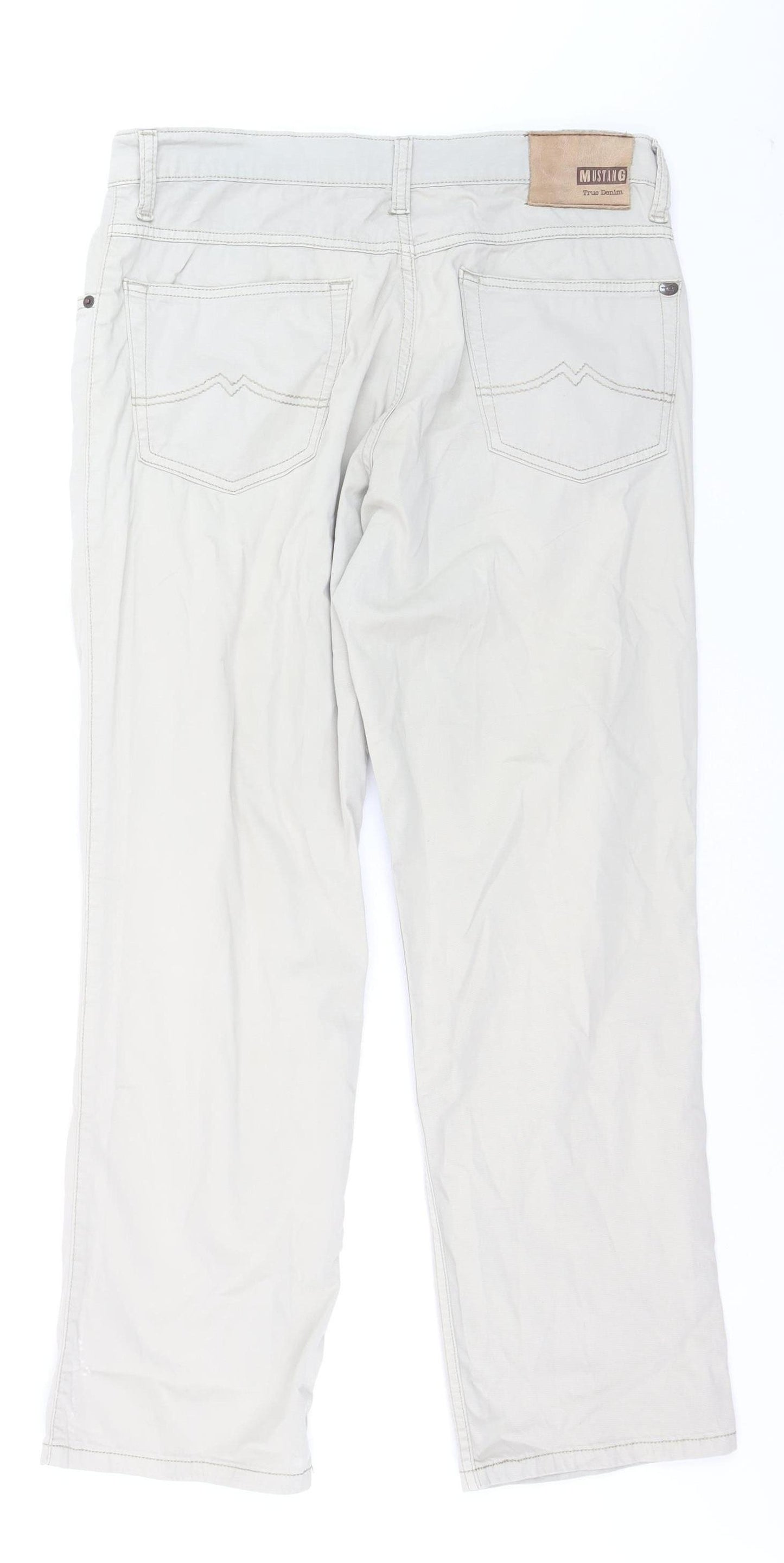 Mustang Men's Beige Tramper Slim Fit Straight Leg Jeans W34 L32