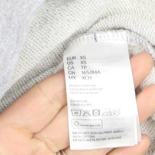 H&M Womens Grey Graphic Print Pullover Sweatshirt XS Cotton