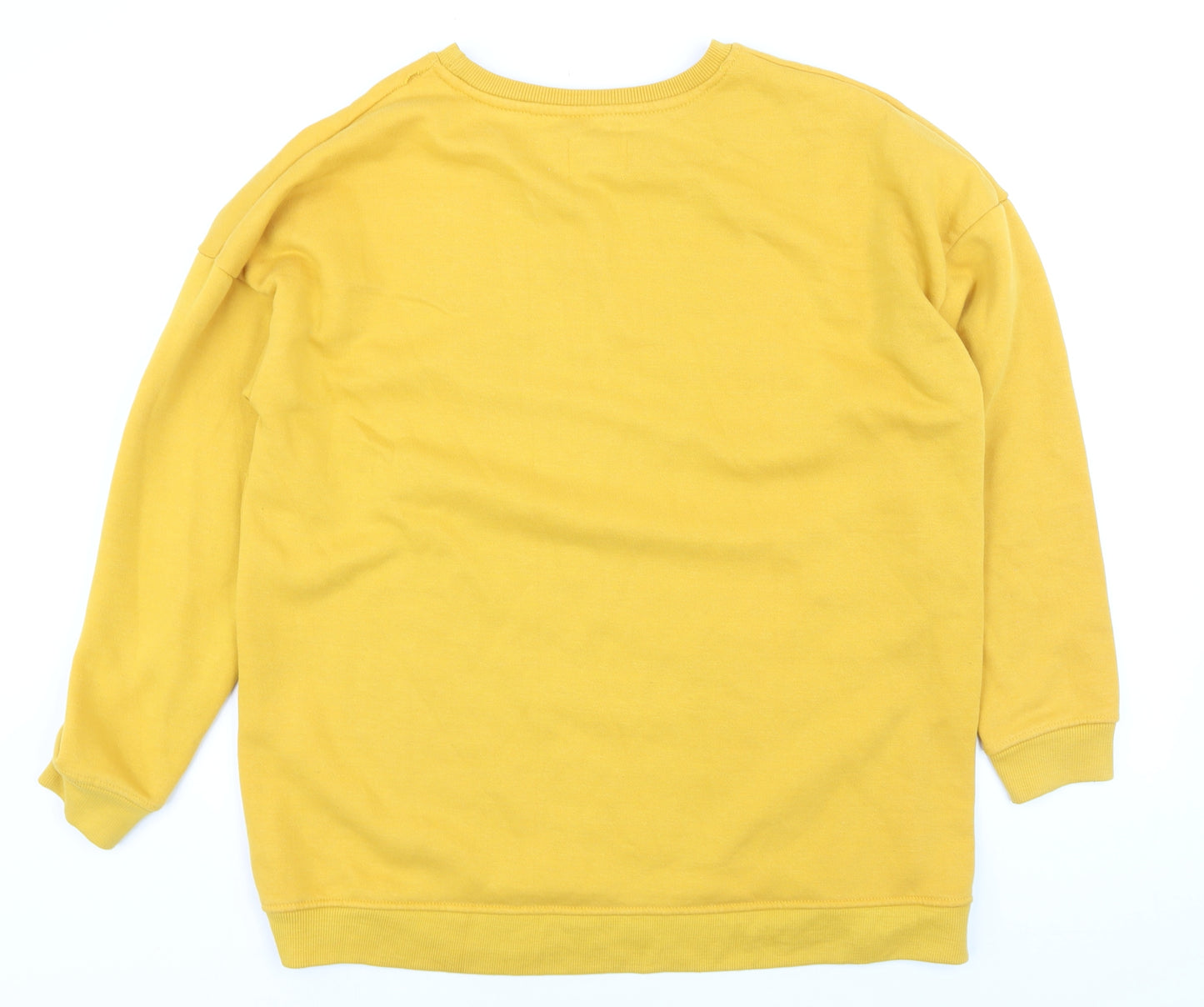 Pull&Bear Women Yellow NYC Crew Neck Pullover Jumper Size 10
