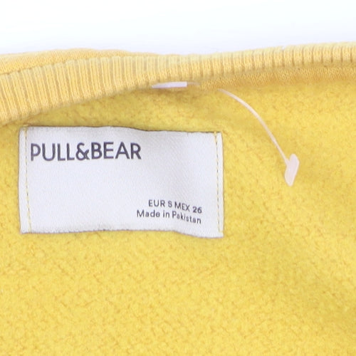 Pull&Bear Women Yellow NYC Crew Neck Pullover Jumper Size 10