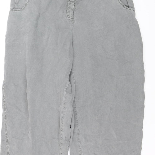 Oska Womens Grey Linen Blend Cropped Relaxed Trousers Size 14