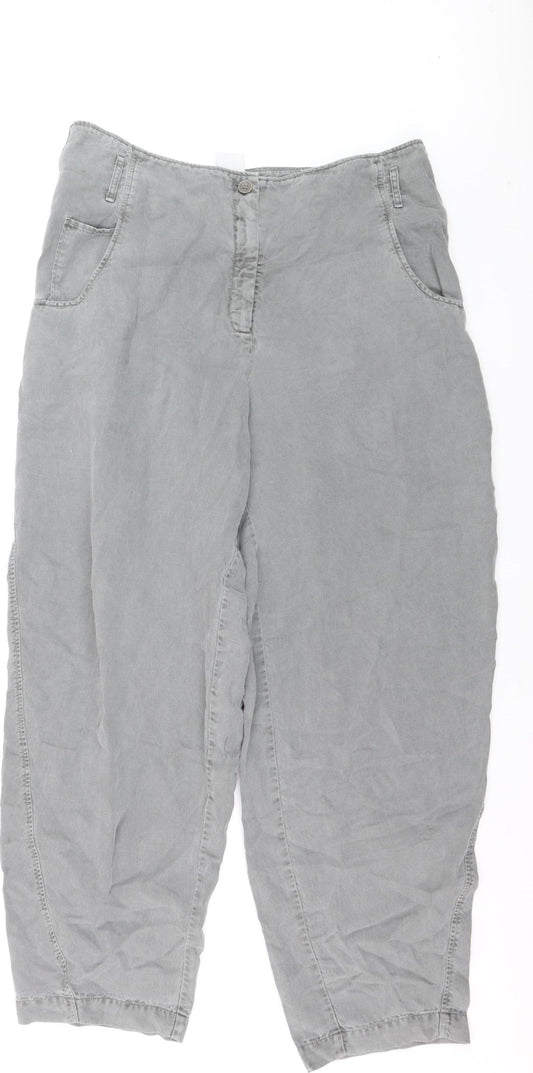 Oska Womens Grey Linen Blend Cropped Relaxed Trousers Size 14