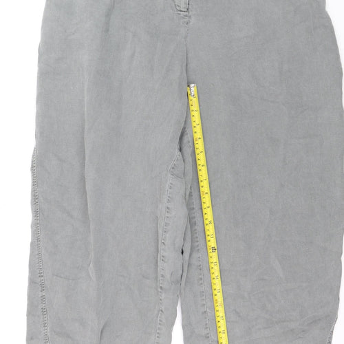Oska Womens Grey Linen Blend Cropped Relaxed Trousers Size 14