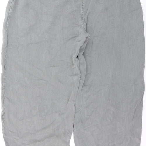 Oska Womens Grey Linen Blend Cropped Relaxed Trousers Size 14