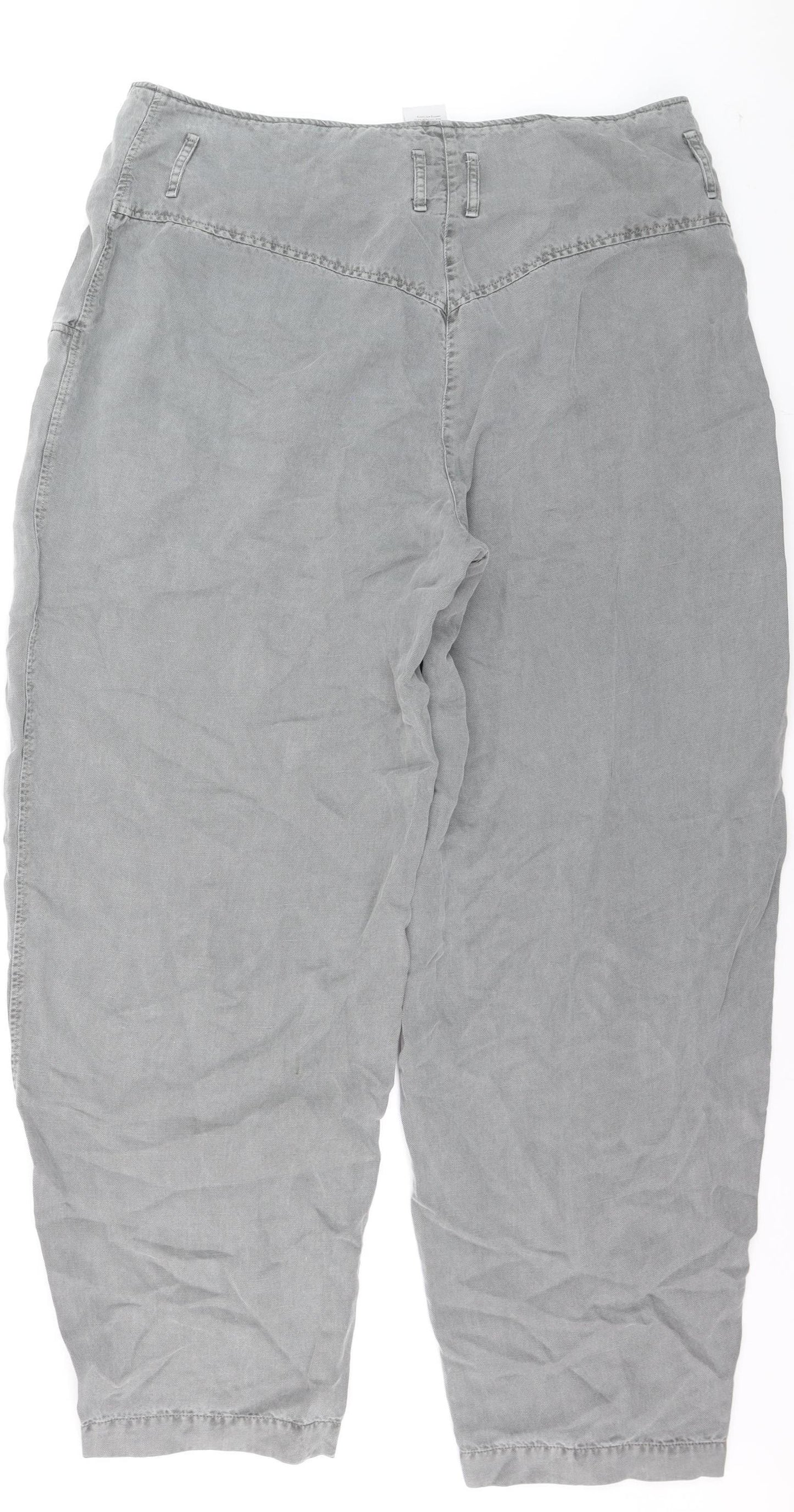 Oska Womens Grey Linen Blend Cropped Relaxed Trousers Size 14