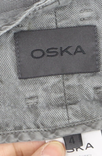 Oska Womens Grey Linen Blend Cropped Relaxed Trousers Size 14