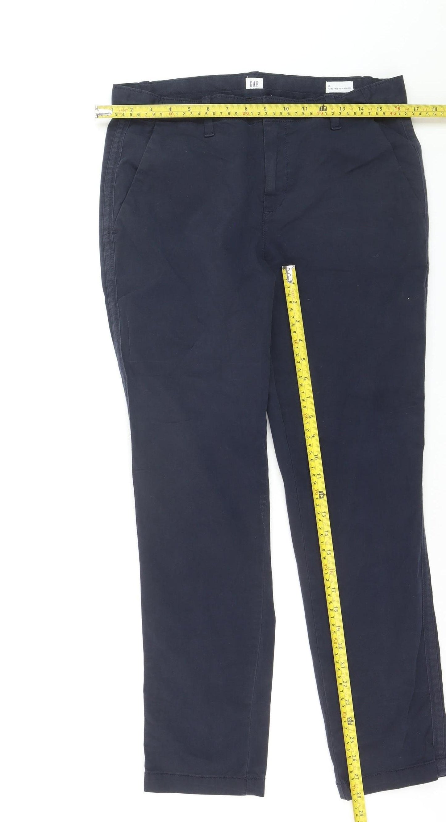 GAP Women’s Blue Size 6 Girlfriend Chino Trousers Cotton Stretch