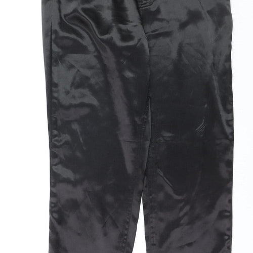 Falmer Women's Black Satin Stretch Straight Trousers Size 12 Regular