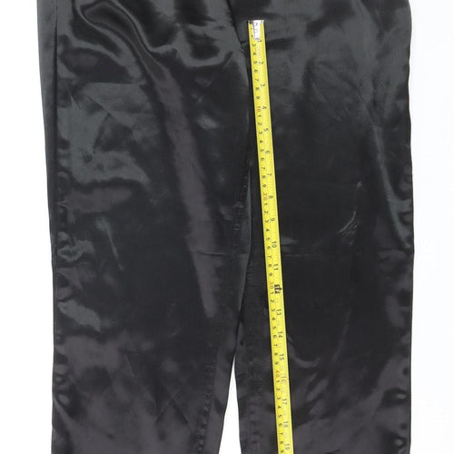 Falmer Women's Black Satin Stretch Straight Trousers Size 12 Regular