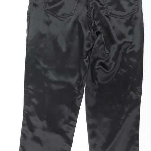 Falmer Women's Black Satin Stretch Straight Trousers Size 12 Regular