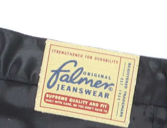 Falmer Women's Black Satin Stretch Straight Trousers Size 12 Regular