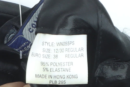 Falmer Women's Black Satin Stretch Straight Trousers Size 12 Regular