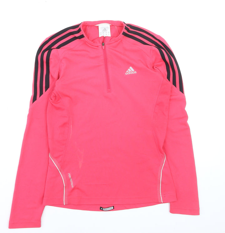 Adidas Womens Pink 1/4 Zip Long Sleeve Pullover Sweatshirt Size 12