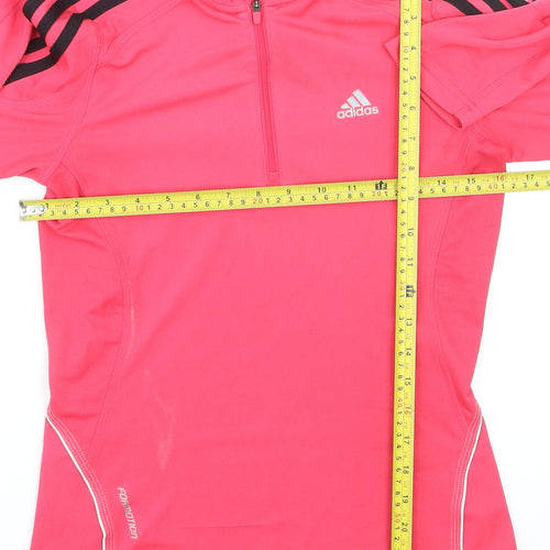 Adidas Womens Pink 1/4 Zip Long Sleeve Pullover Sweatshirt Size 12