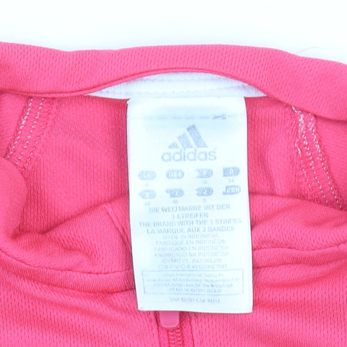 Adidas Womens Pink 1/4 Zip Long Sleeve Pullover Sweatshirt Size 12