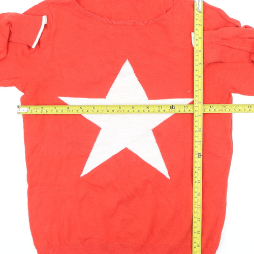 Mint Velvet Women Red Crew Neck Star Pullover Jumper Size 10