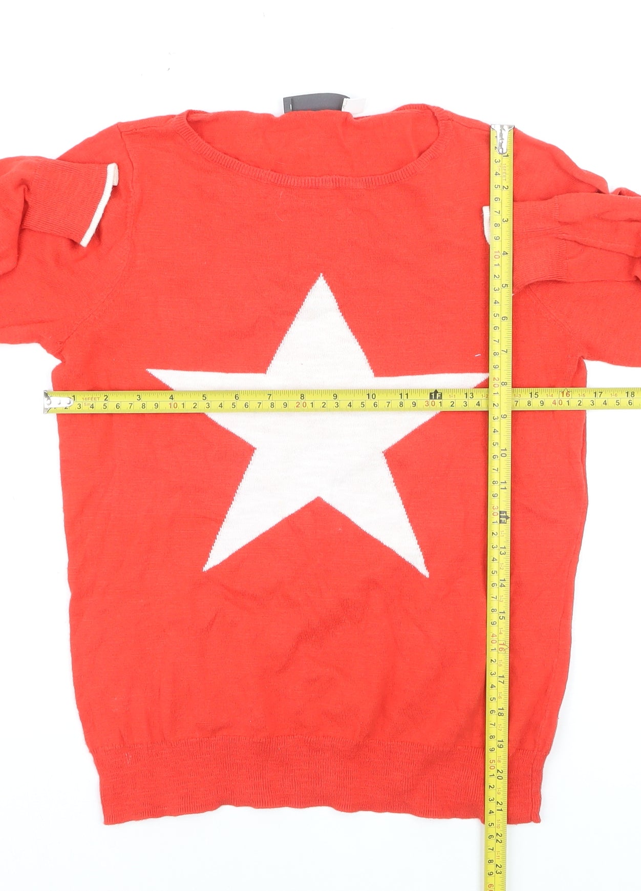 Mint Velvet Women Red Crew Neck Star Pullover Jumper Size 10