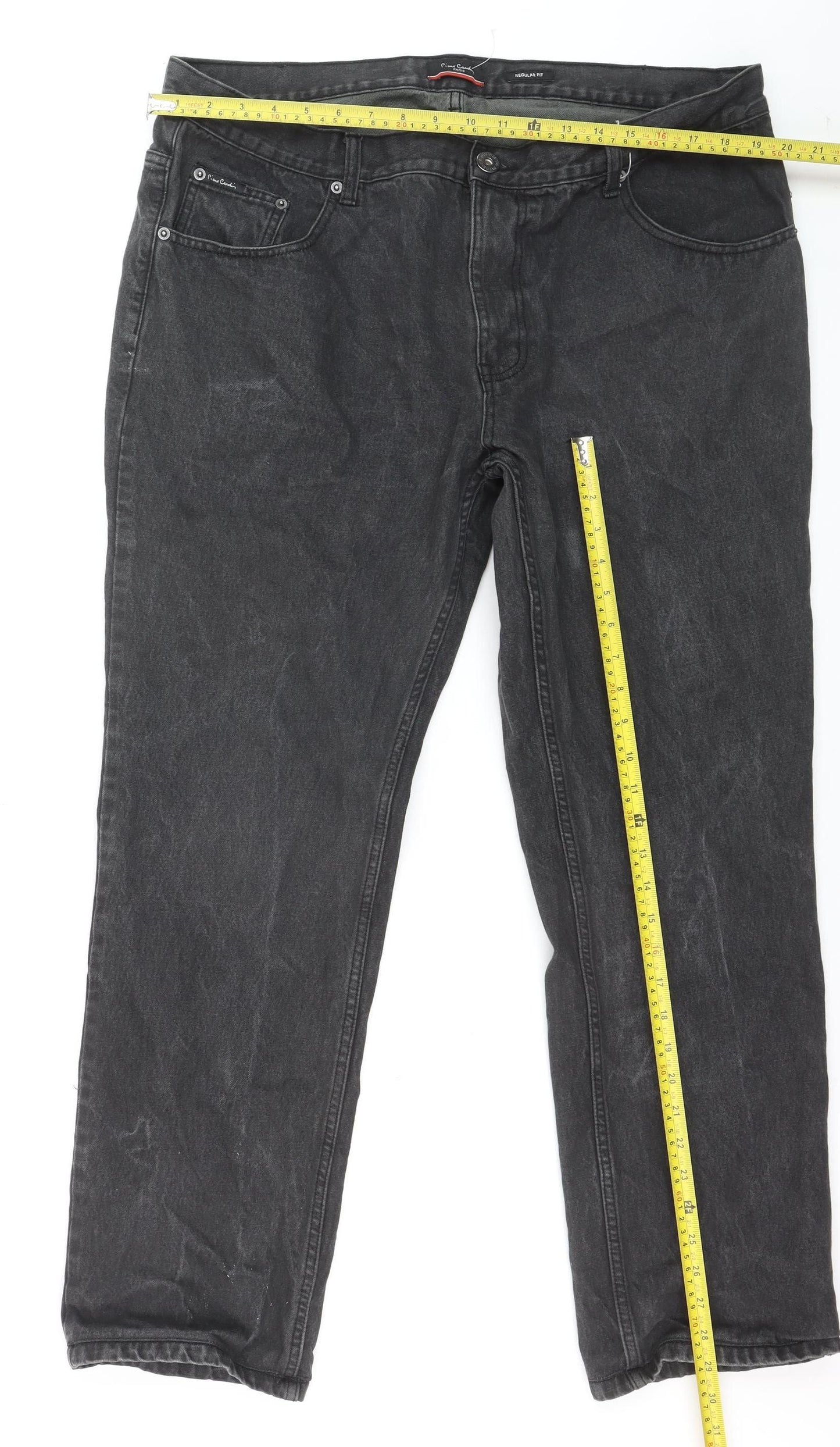 Pierre Cardin Men Black Regular Fit Denim Jeans Size 40W L