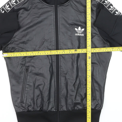 Adidas Womens Black Bomber Jacket Size 10 Full Zip Logo Sportswear
