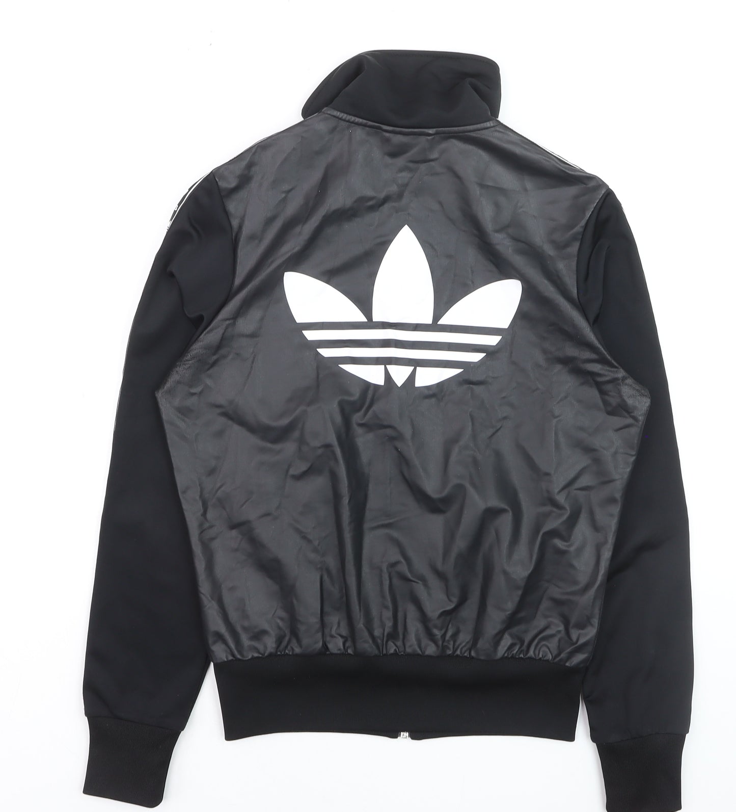 Adidas Womens Black Bomber Jacket Size 10 Full Zip Logo Sportswear