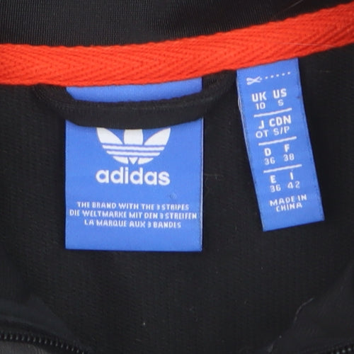 Adidas Womens Black Bomber Jacket Size 10 Full Zip Logo Sportswear