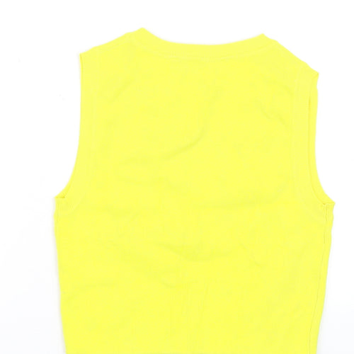 ZARA Women Yellow Cropped Ribbed Tank Top Size 12 Cotton Blend