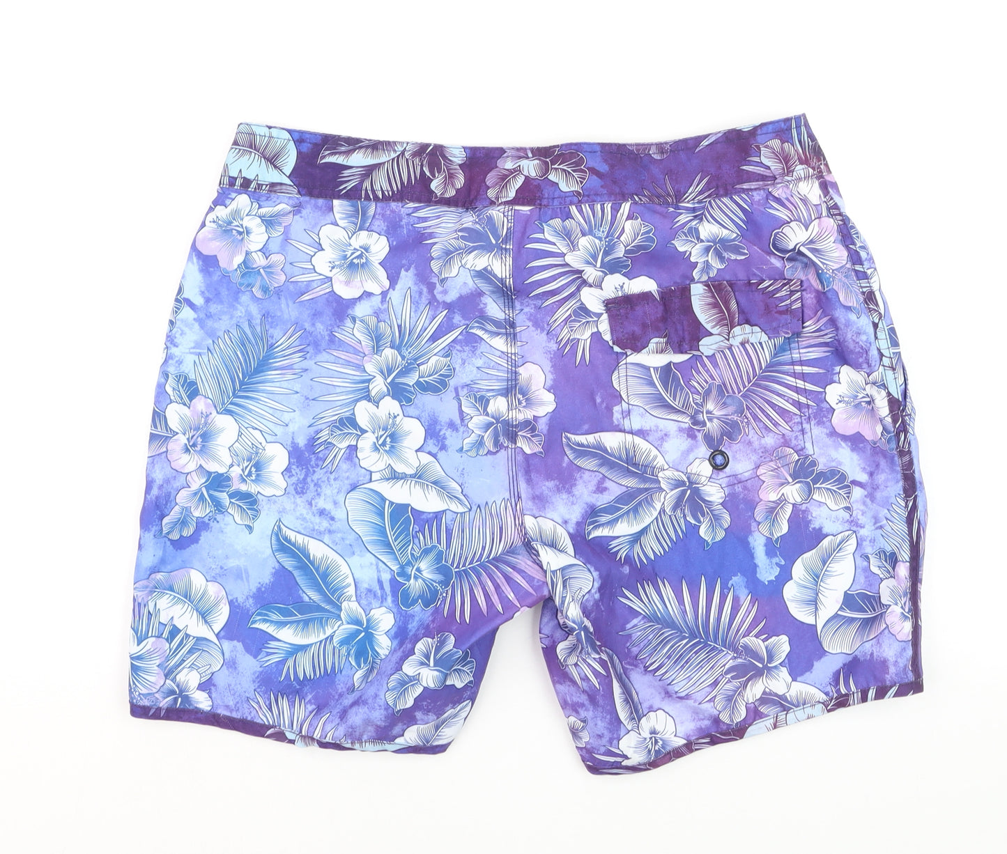 FSBN Men's Purple Floral Hawaiian Swim Shorts M