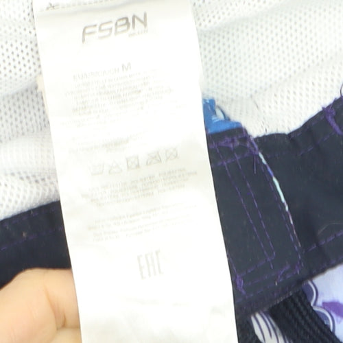 FSBN Men's Purple Floral Hawaiian Swim Shorts M