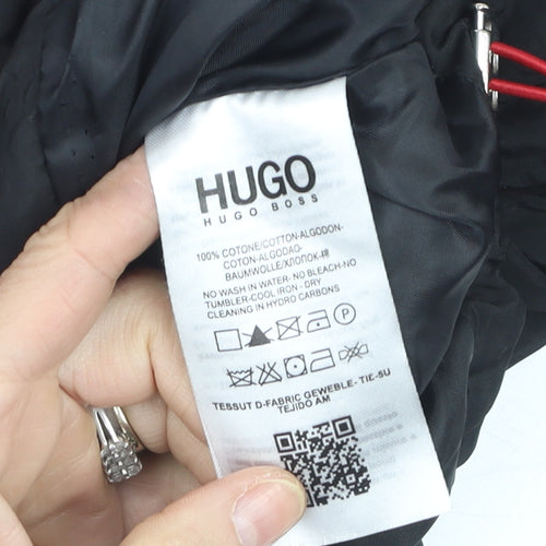 HUGO BOSS Boys Black Red Full Zip Hoodie Size 4 Years Cotton Hooded