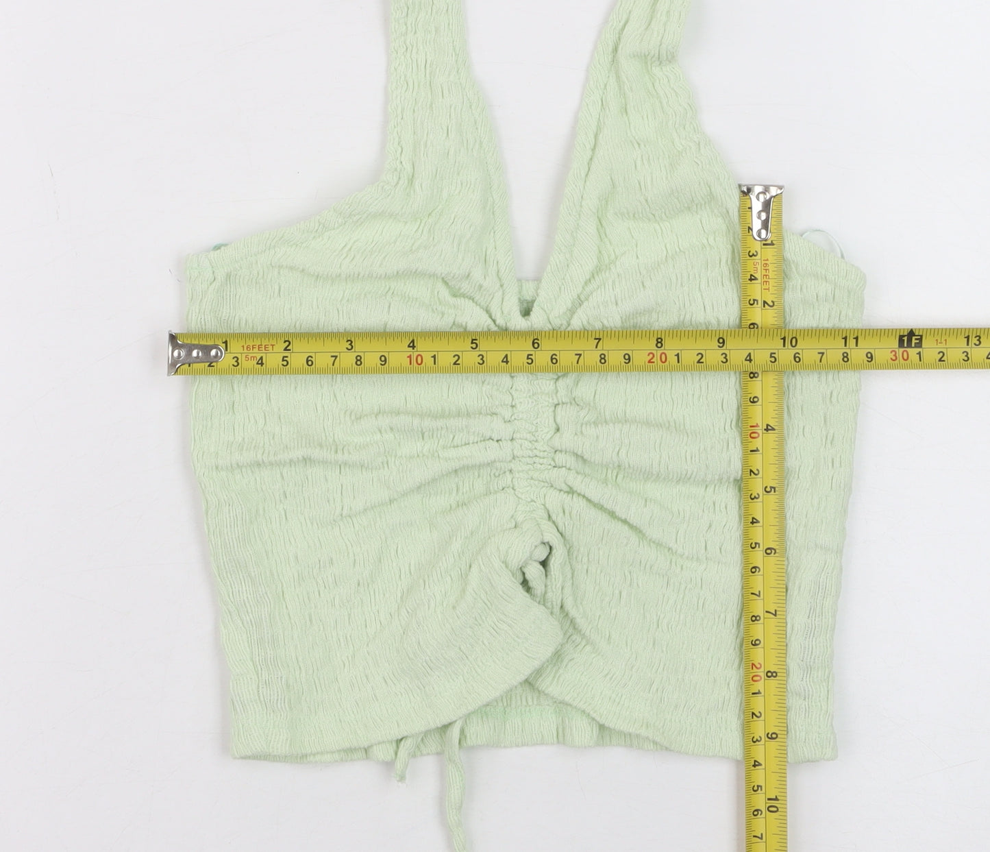 Stradivarius Women Green Cropped Halter Tank Top Size S