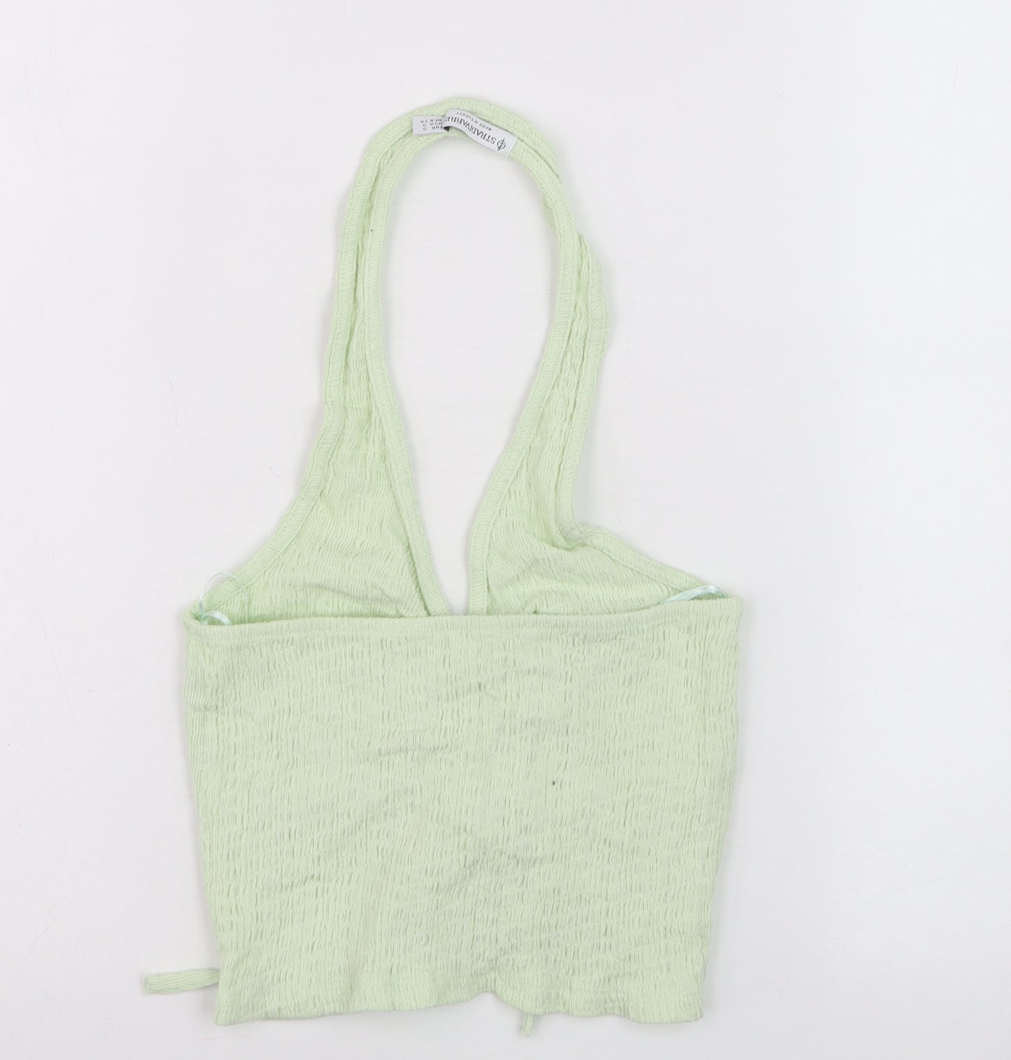 Stradivarius Women Green Cropped Halter Tank Top Size S