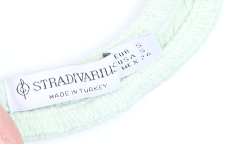 Stradivarius Women Green Cropped Halter Tank Top Size S