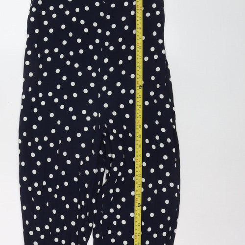 Zara Womens Navy Polka Dot Wide-Leg Jumpsuit Size 14