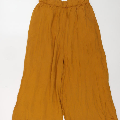 Pull&Bear Womens Yellow Wide-Leg Viscose Culottes Size 14