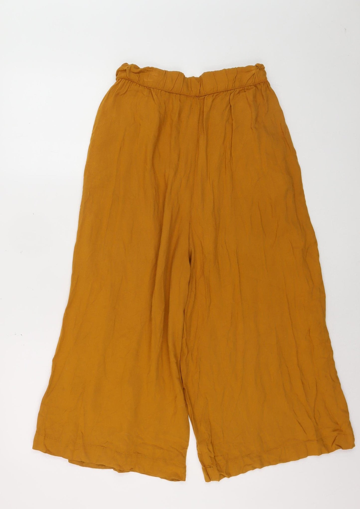 Pull&Bear Womens Yellow Wide-Leg Viscose Culottes Size 14