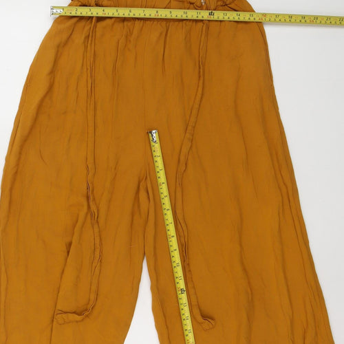 Pull&Bear Womens Yellow Wide-Leg Viscose Culottes Size 14