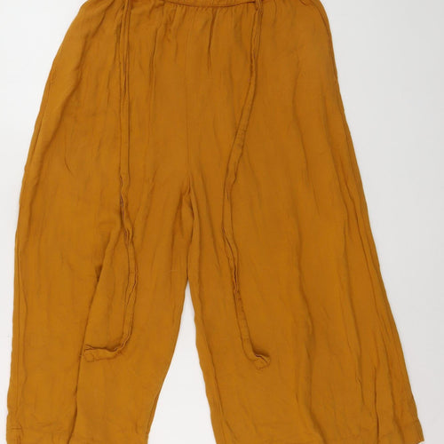 Pull&Bear Womens Yellow Wide-Leg Viscose Culottes Size 14
