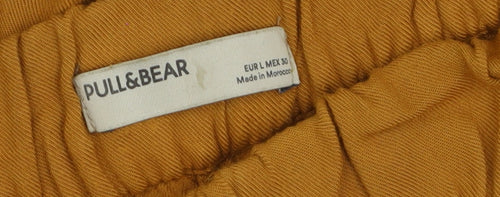 Pull&Bear Womens Yellow Wide-Leg Viscose Culottes Size 14
